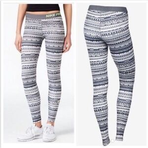 NIKE PRO | 8 Bit Dri Fit Full Length Gray & White Leggings Women’s Size X-Large